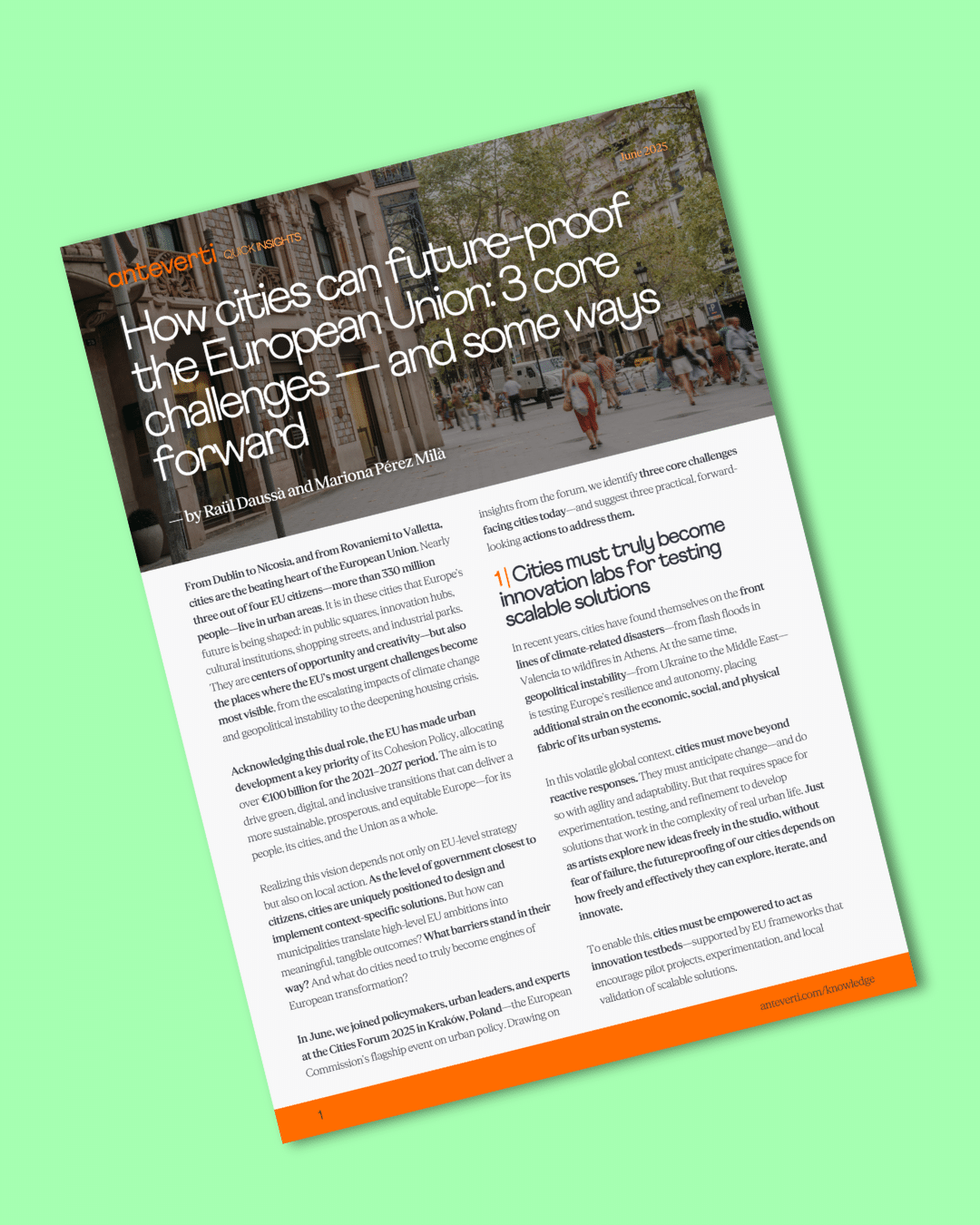 Assegurant el futur de la UE: 3 reptes i 3 vies d'acció per a les ciutats